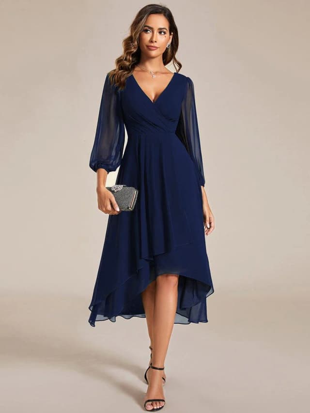 Navy Dress - An elegant knee-length wrap dress in navy – simple and sophisticated.